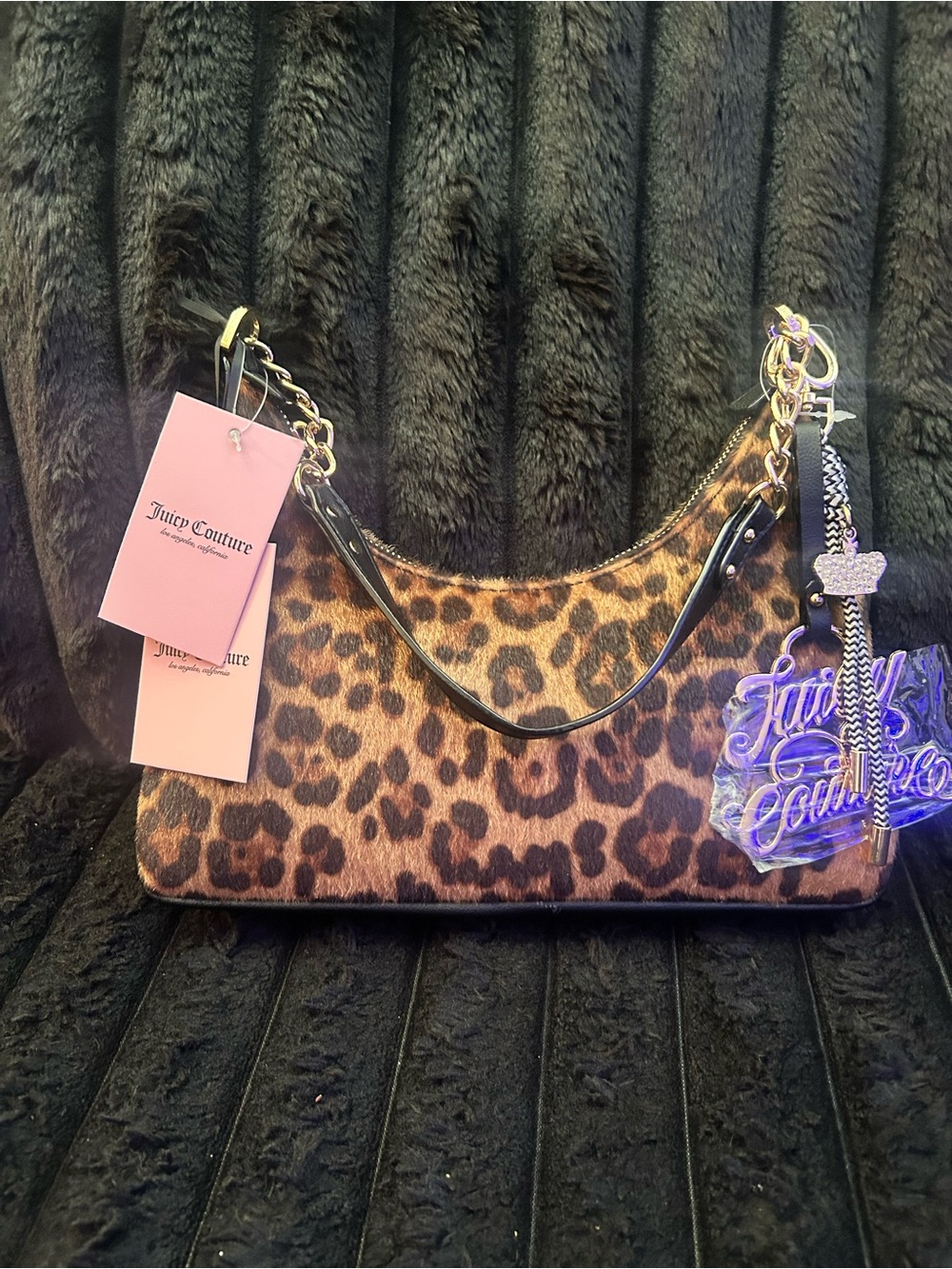 VIRAL Juicy Couture Leopard Print Shoulder Bag - Tan and Black